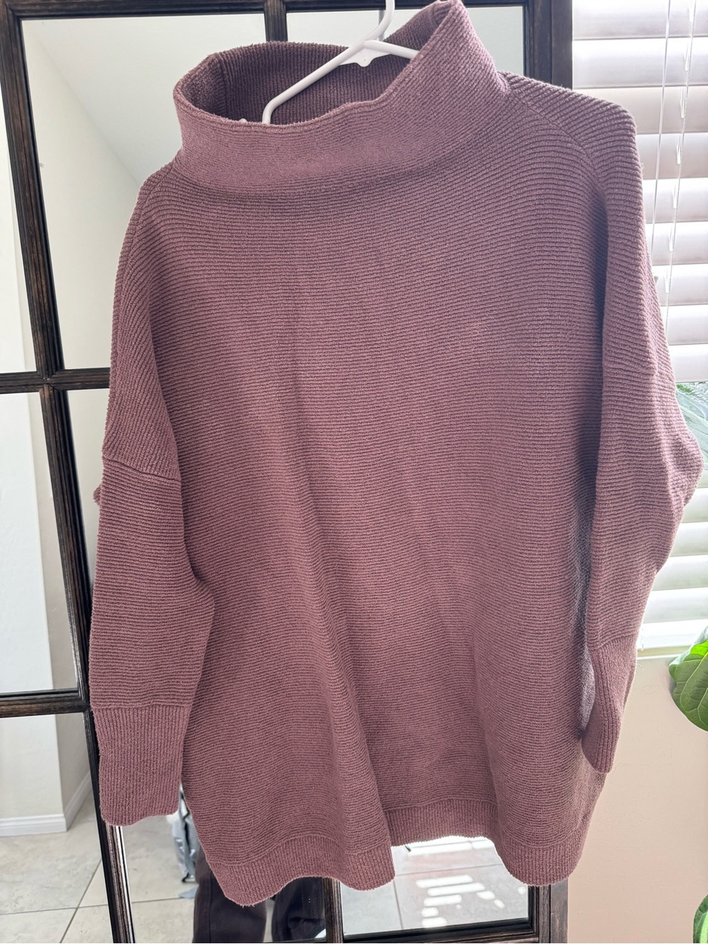 Free People Dusty Mauve Turtleneck Oversized Sweater